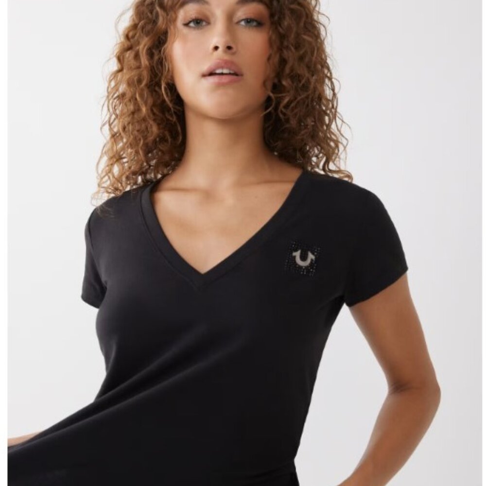 TRUE RELIGION CRYSTAL LOGO V TEE